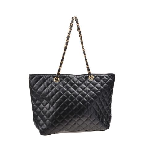 LJBAG60469 - Black Quilted Tote Bag