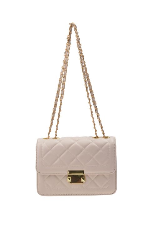 LJBAG60476 - White Quilted PU Shoulder Bag