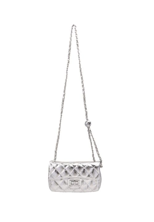 LJBAG60480 - Silver Quilted Crossbody Bag