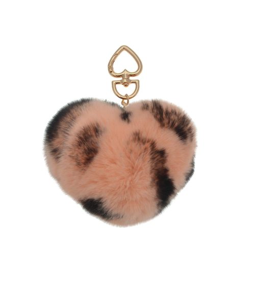 LJKEY59801 - Fluffy Pink Leo Heart Charm