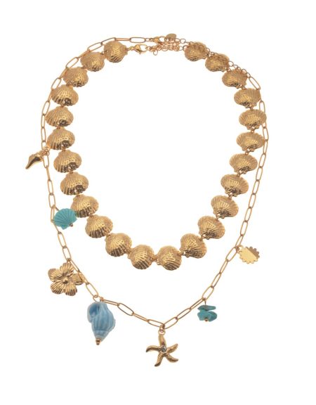 LJN68997-SS - Shell Layered Necklaces