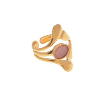 LJR69470-SS - Pink Stone Stainless Steel Ring
